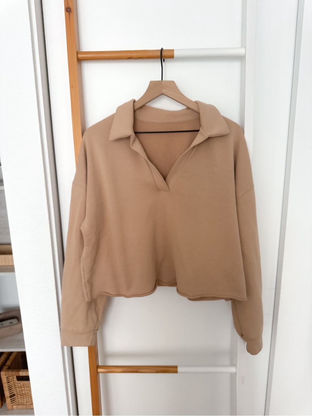 Vuori Sedona Polo Crop Sweatshirt Pullover Tan Brown vw290 - Picture 5 of 12